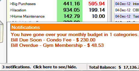 MoneyPlan notifications feature